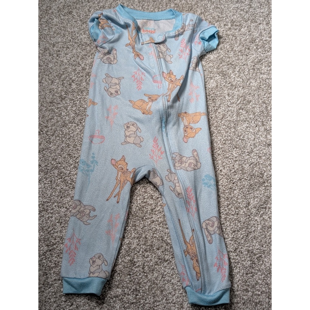 Disney Baby Soft Blue Bambi Baby Girl 9 Mos 1pc Pajama's Sleeper Thumper